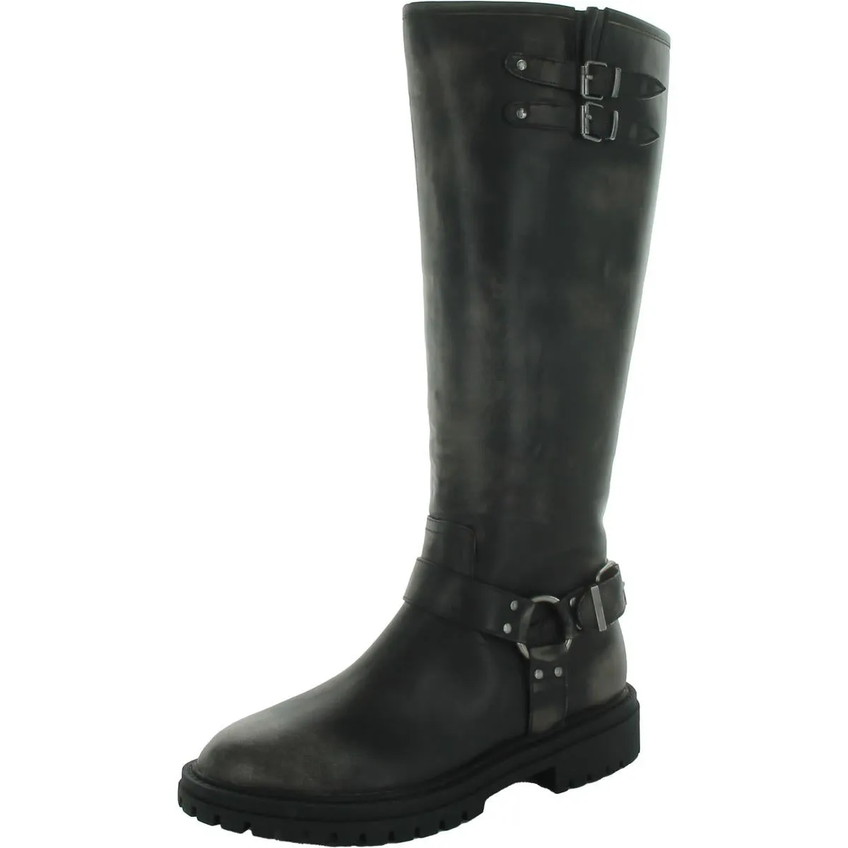 Franco Womens Faux Leather Knee-High Motorcycle Boots