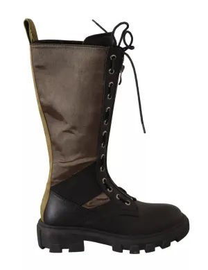 Gaelle  High Combat Boots Lace Up Military Women's Shoes (Pre-Owned)