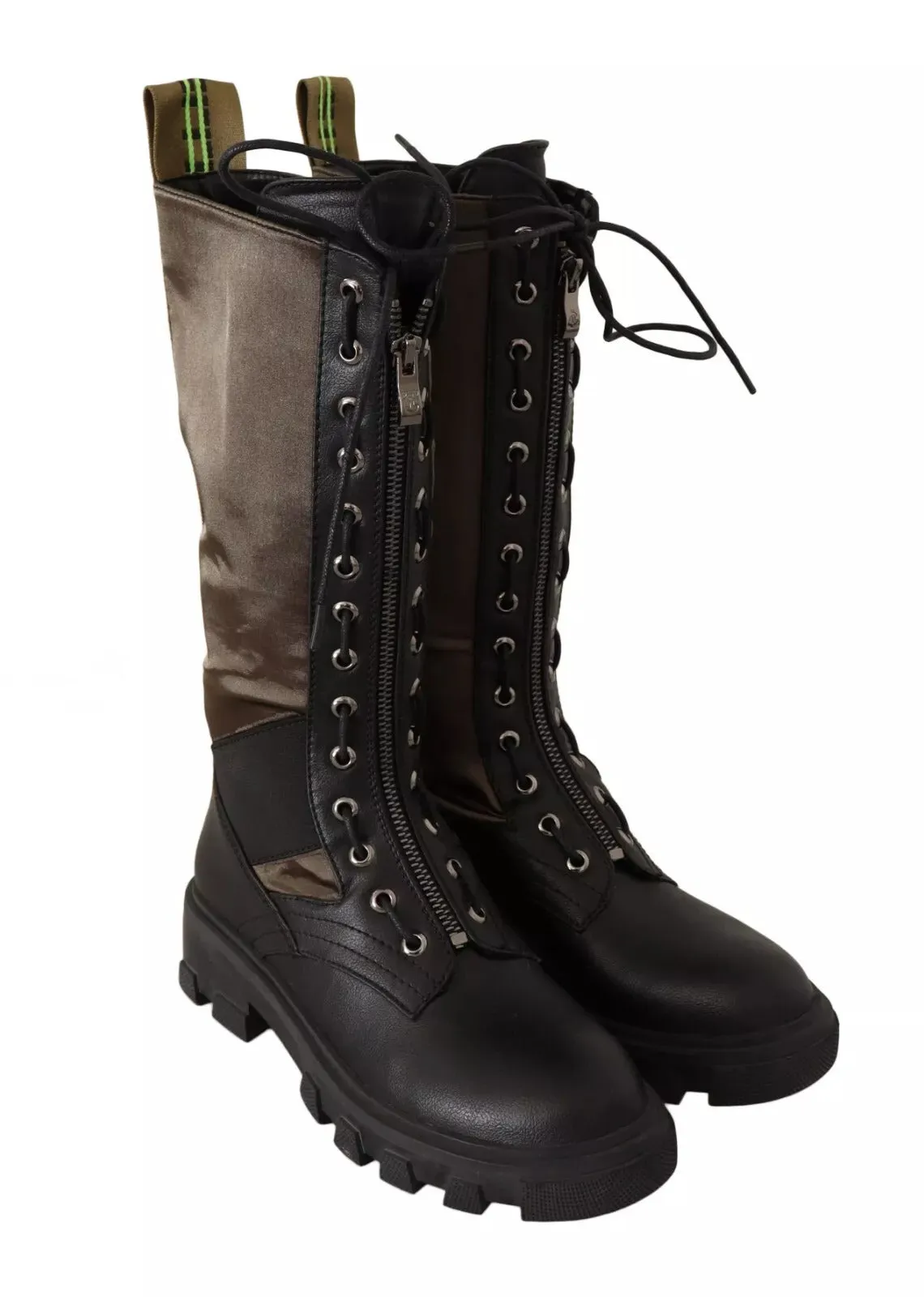 Gaelle  High Combat Boots Lace Up Military Women's Shoes (Pre-Owned)