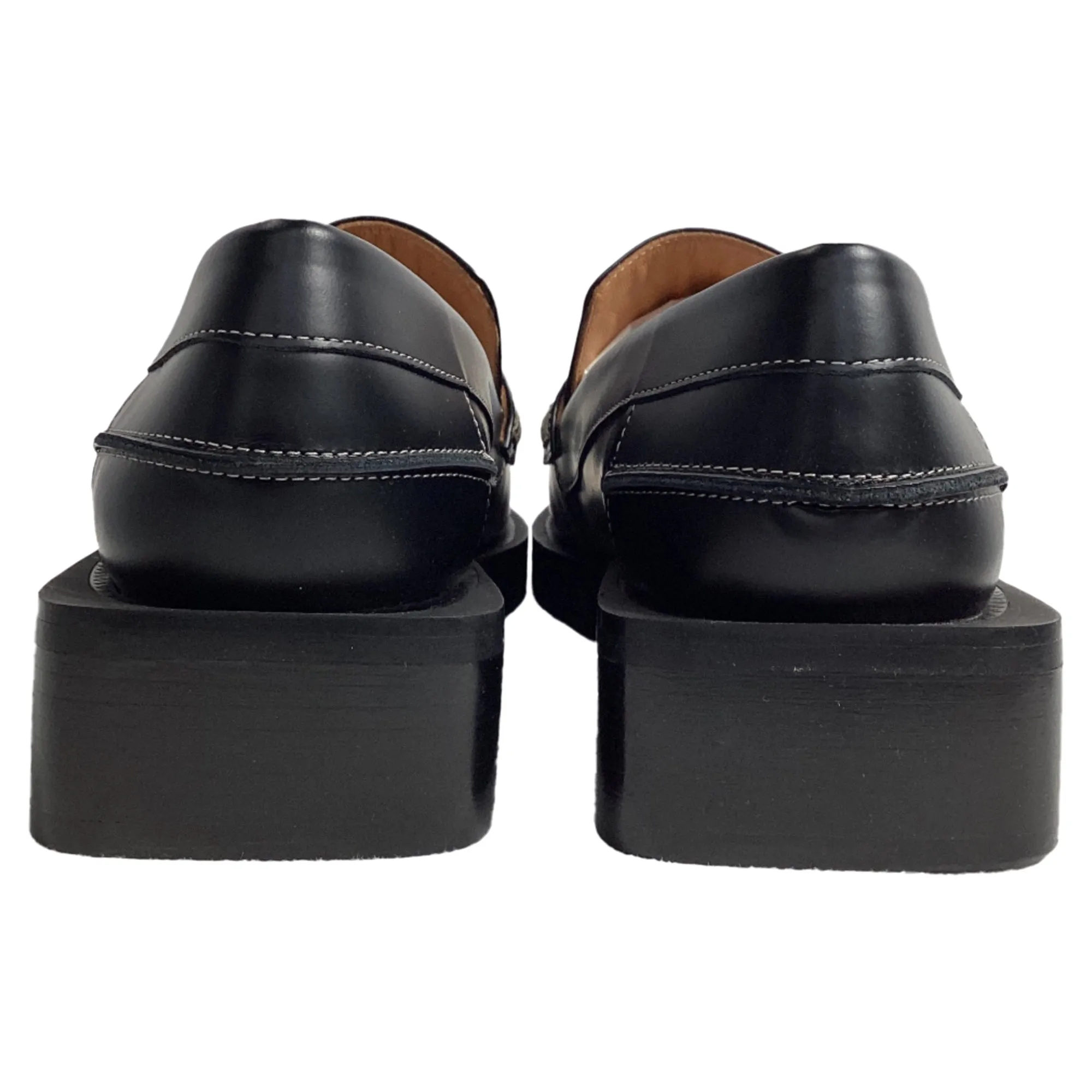 Ganni Crystal-Embellished Loafers in Black Leather