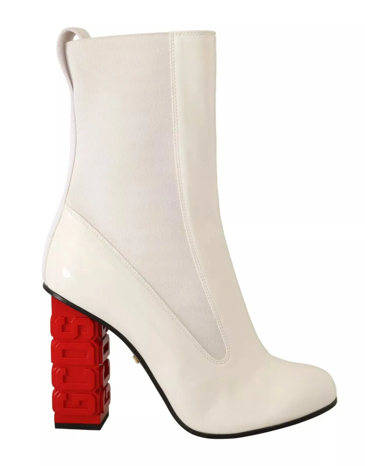 GCDS Leather Fabric Logo Heel Ankle Boots Women's Shoes (Pre-Owned)