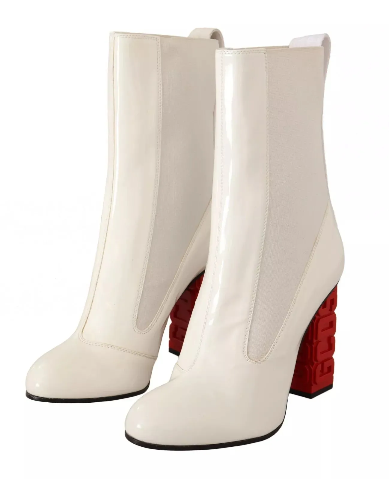 GCDS Leather Fabric Logo Heel Ankle Boots Women's Shoes (Pre-Owned)