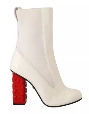 GCDS Leather Fabric Logo Heel Ankle Boots Women's Shoes (Pre-Owned)