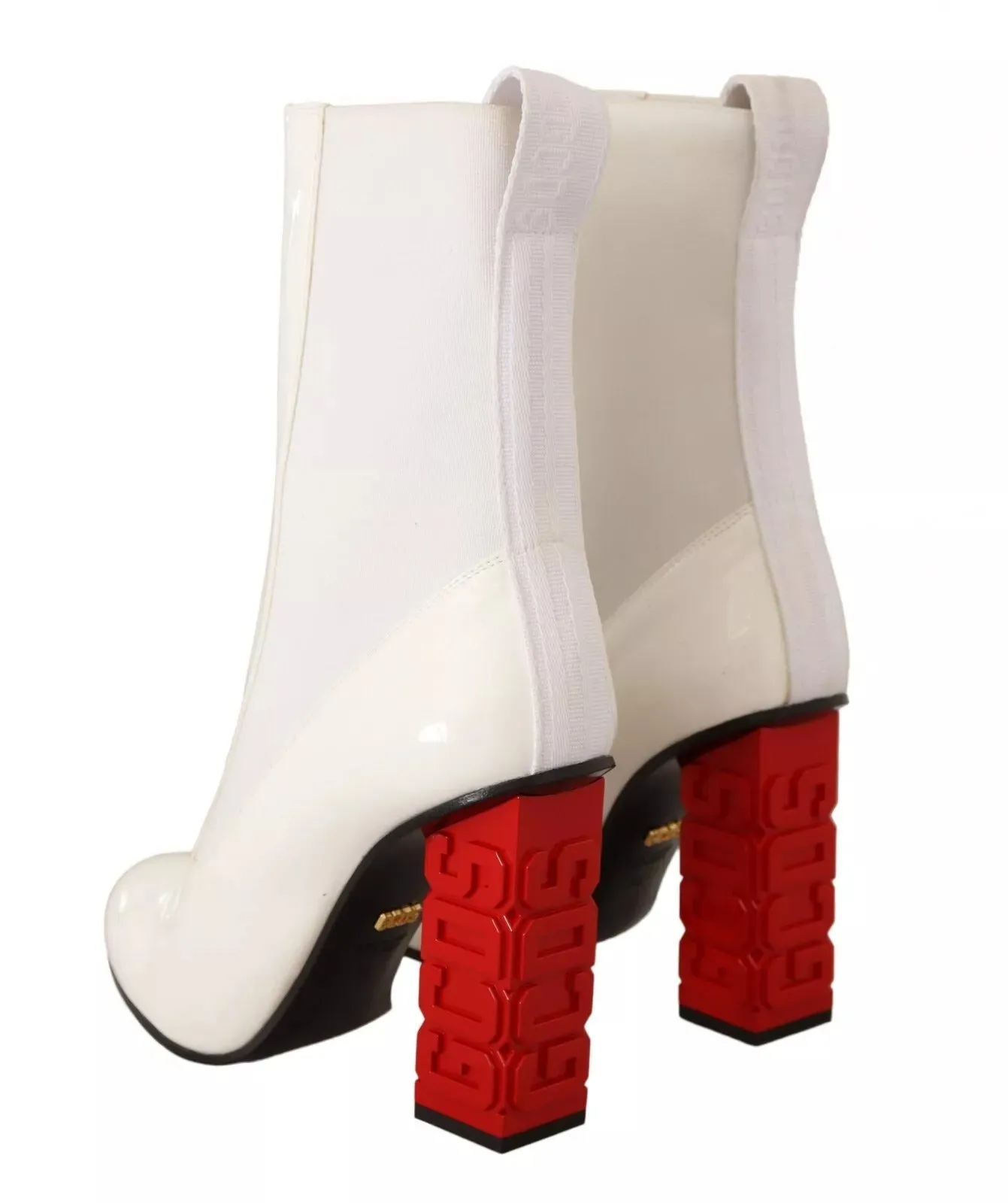 GCDS Leather Fabric Logo Heel Ankle Boots Women's Shoes (Pre-Owned)