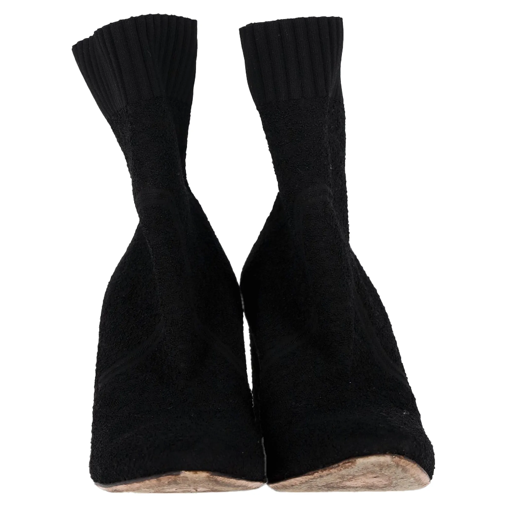 Gianvito Rossi Isa 85 Stretch Boucle Ankle Boots in Black Polyamide