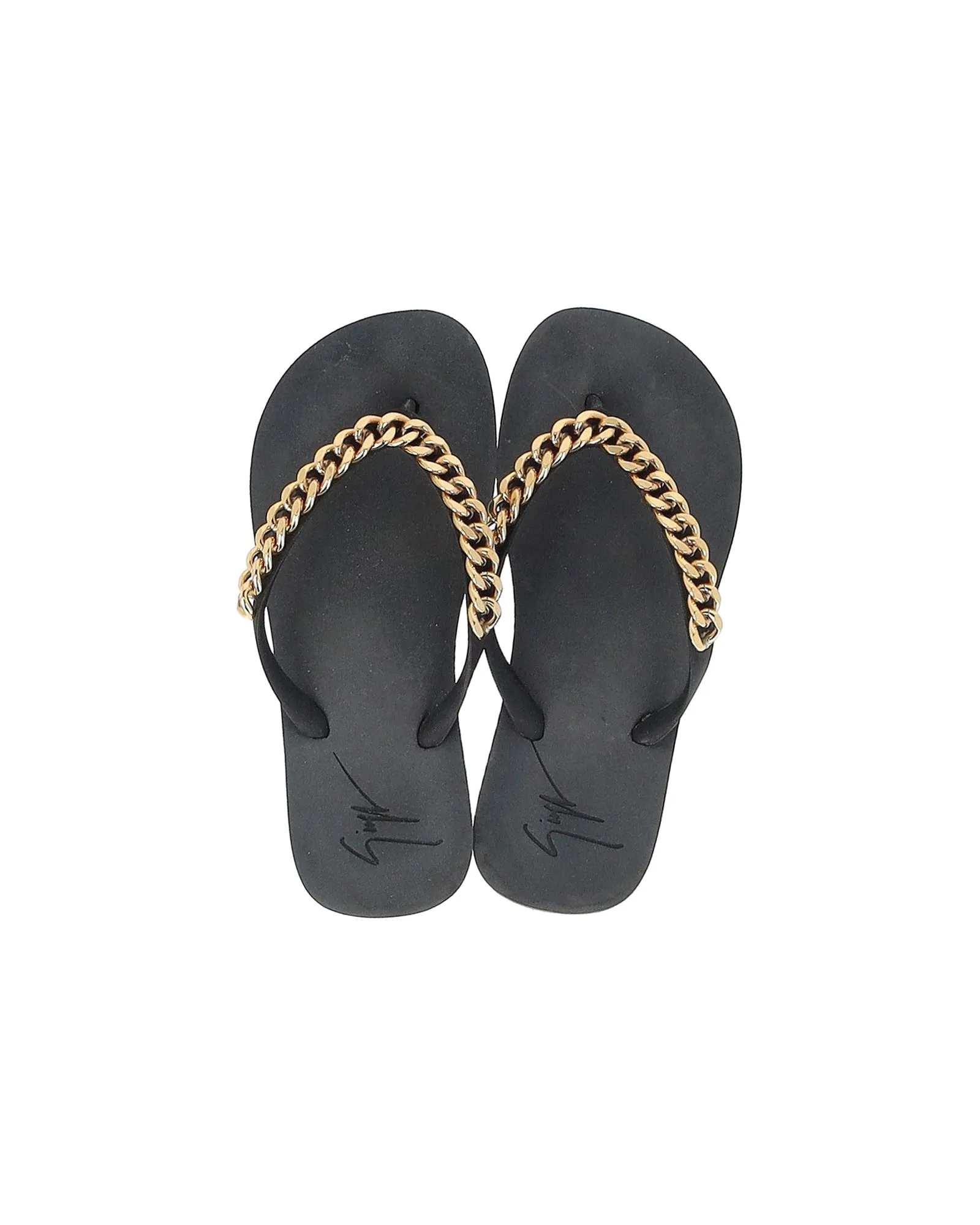 Giuseppe Zanotti Chain Hollywood Slides in Black Rubber
