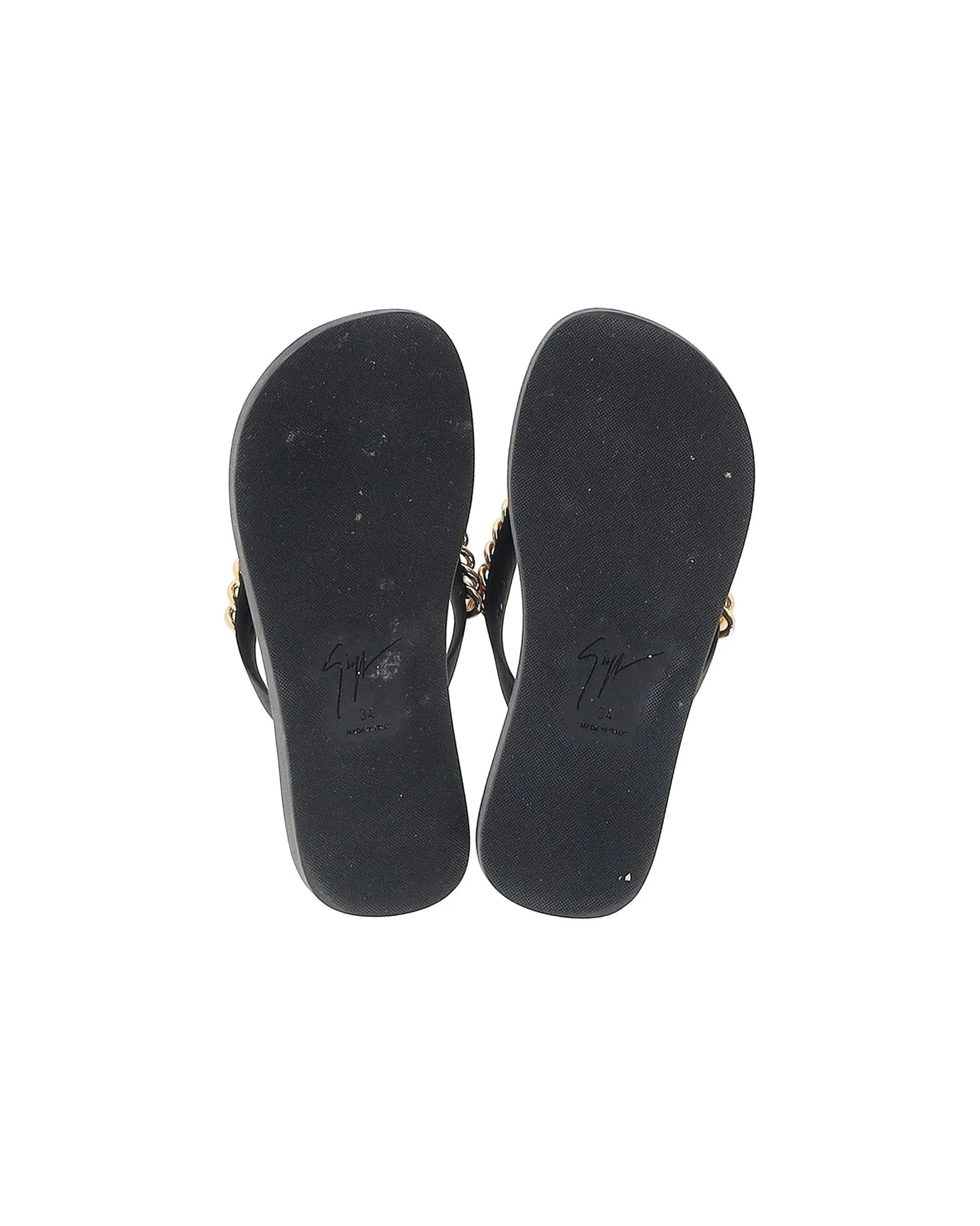 Giuseppe Zanotti Chain Hollywood Slides in Black Rubber