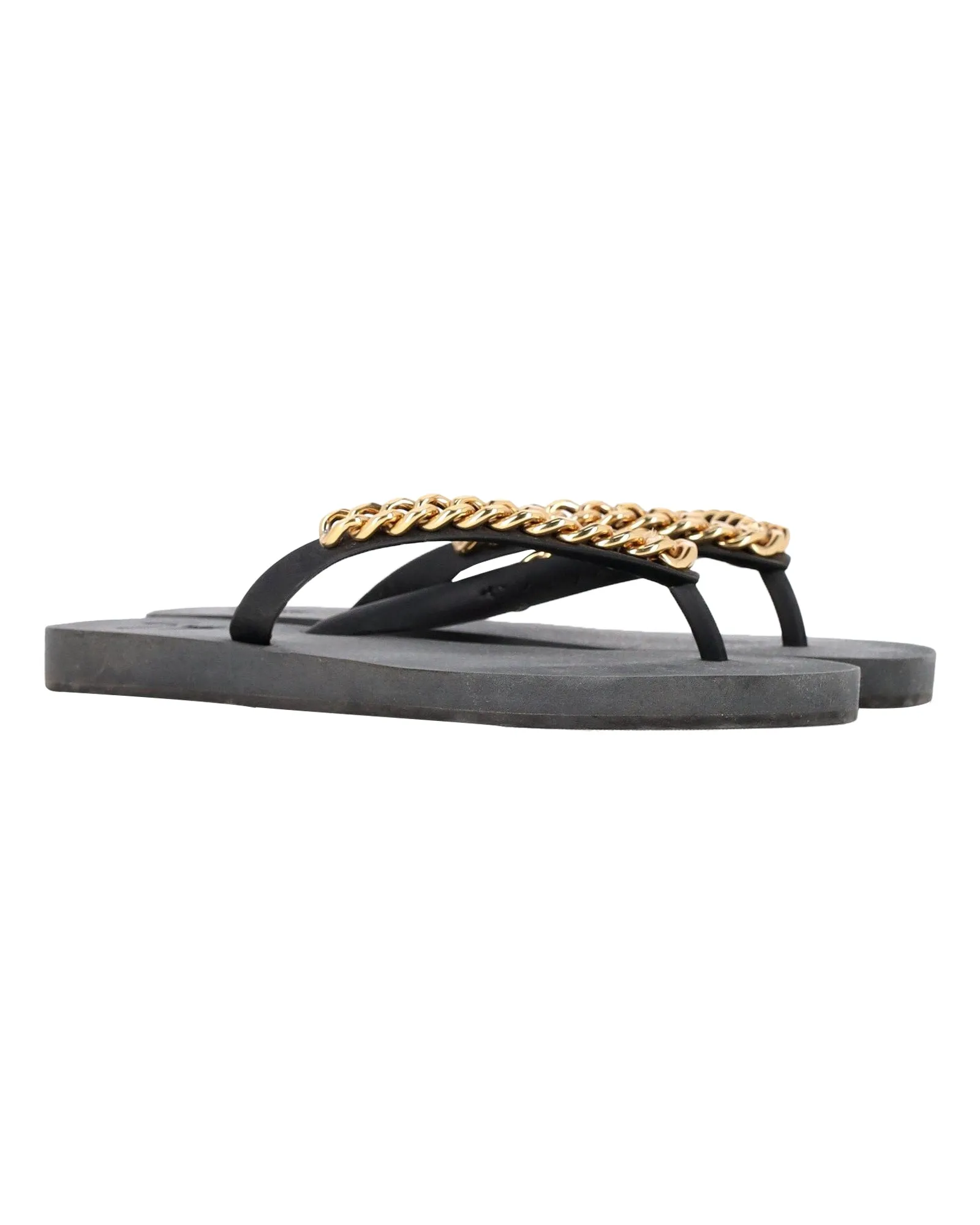 Giuseppe Zanotti Chain Hollywood Slides in Black Rubber