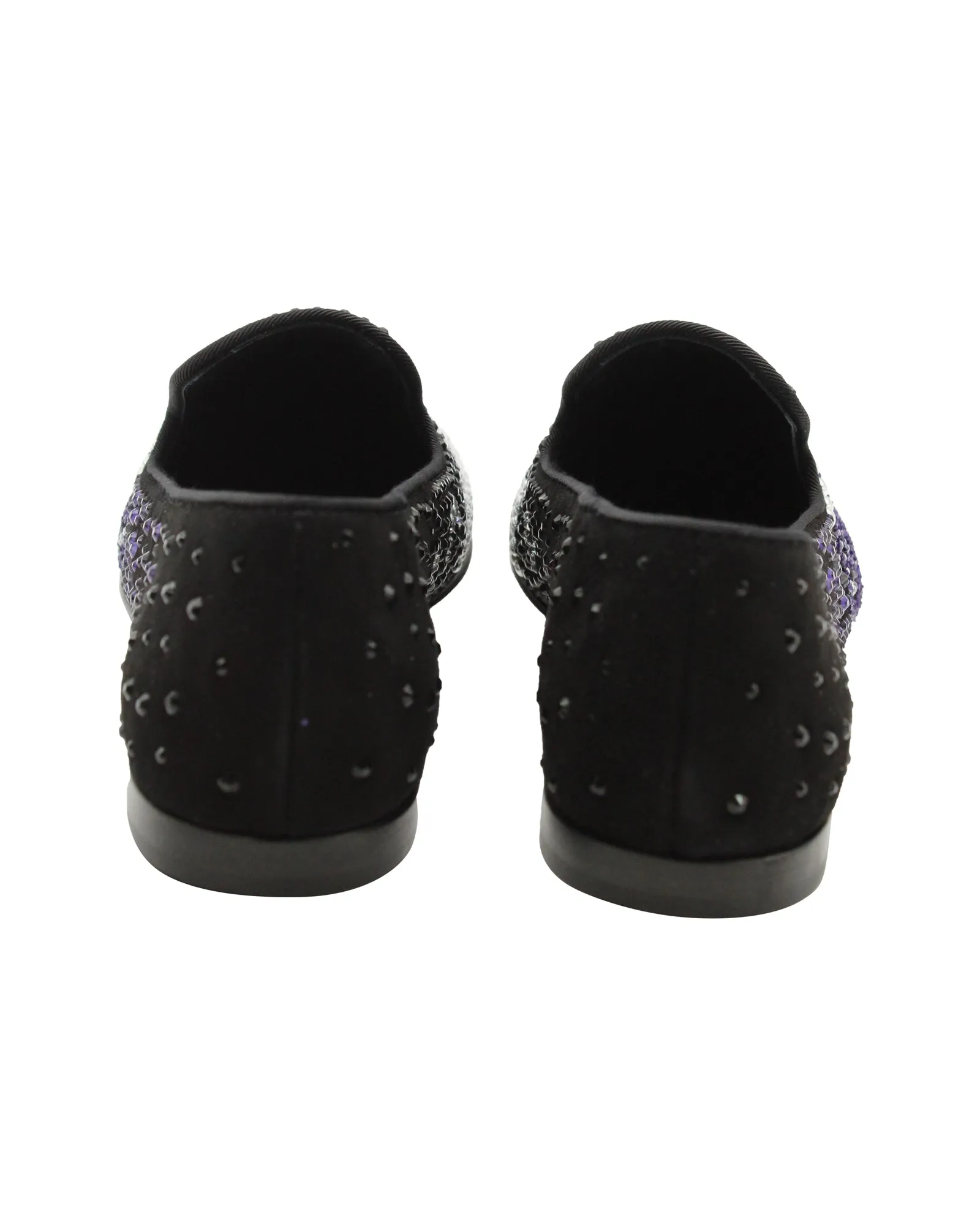 Giuseppe Zanotti Crystal Embellished Uranus Smoking Slippers in Black Suede