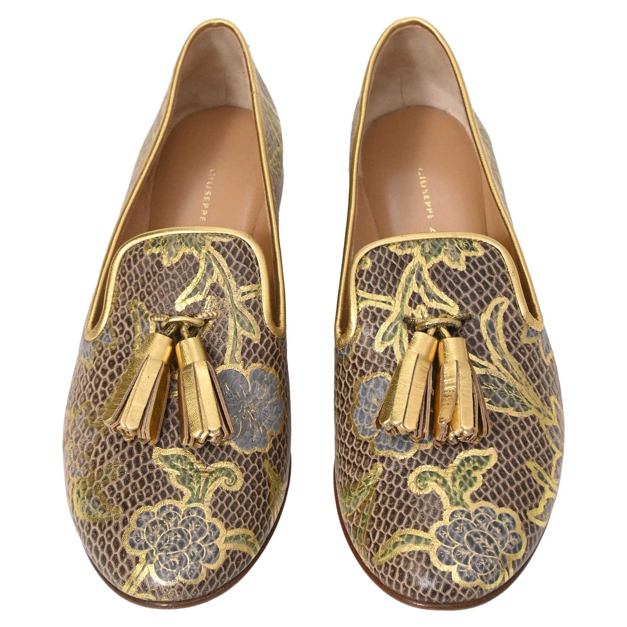 Giuseppe Zanotti Smoking Slippers in Multicolor Printed Leather