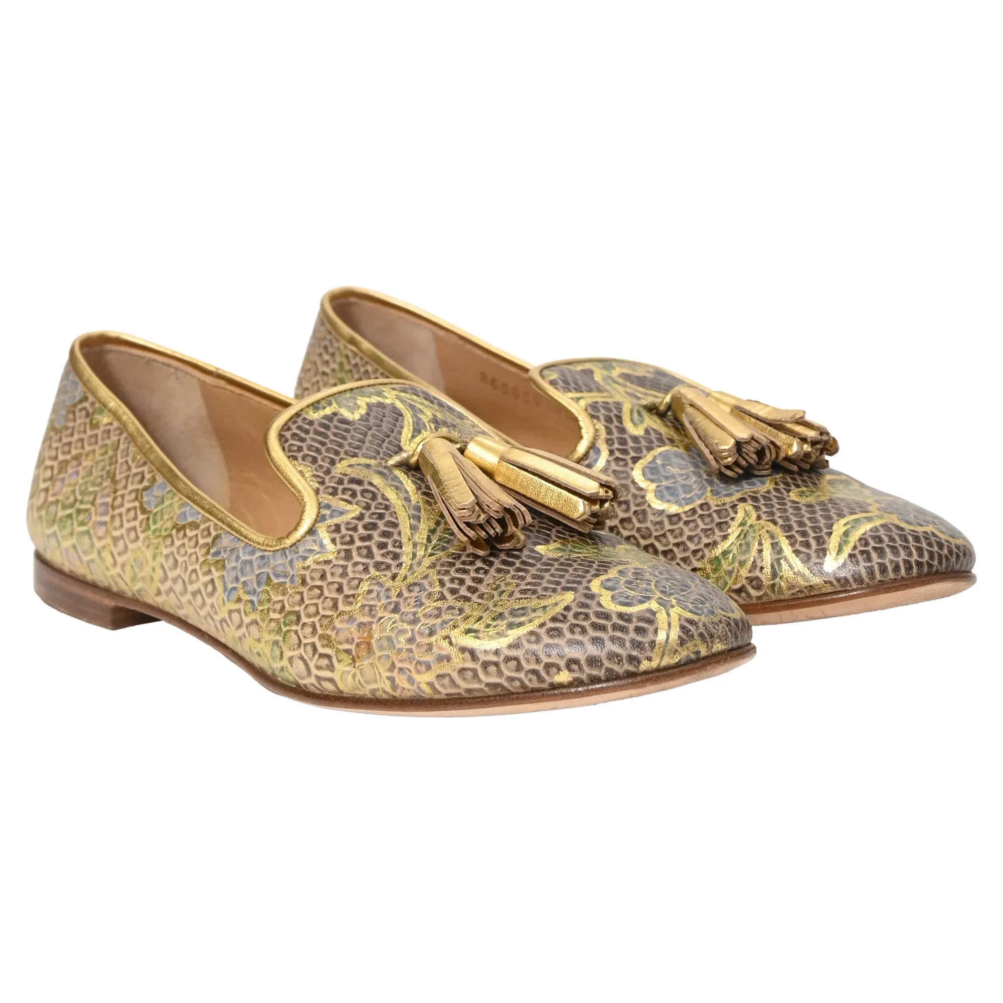 Giuseppe Zanotti Smoking Slippers in Multicolor Printed Leather