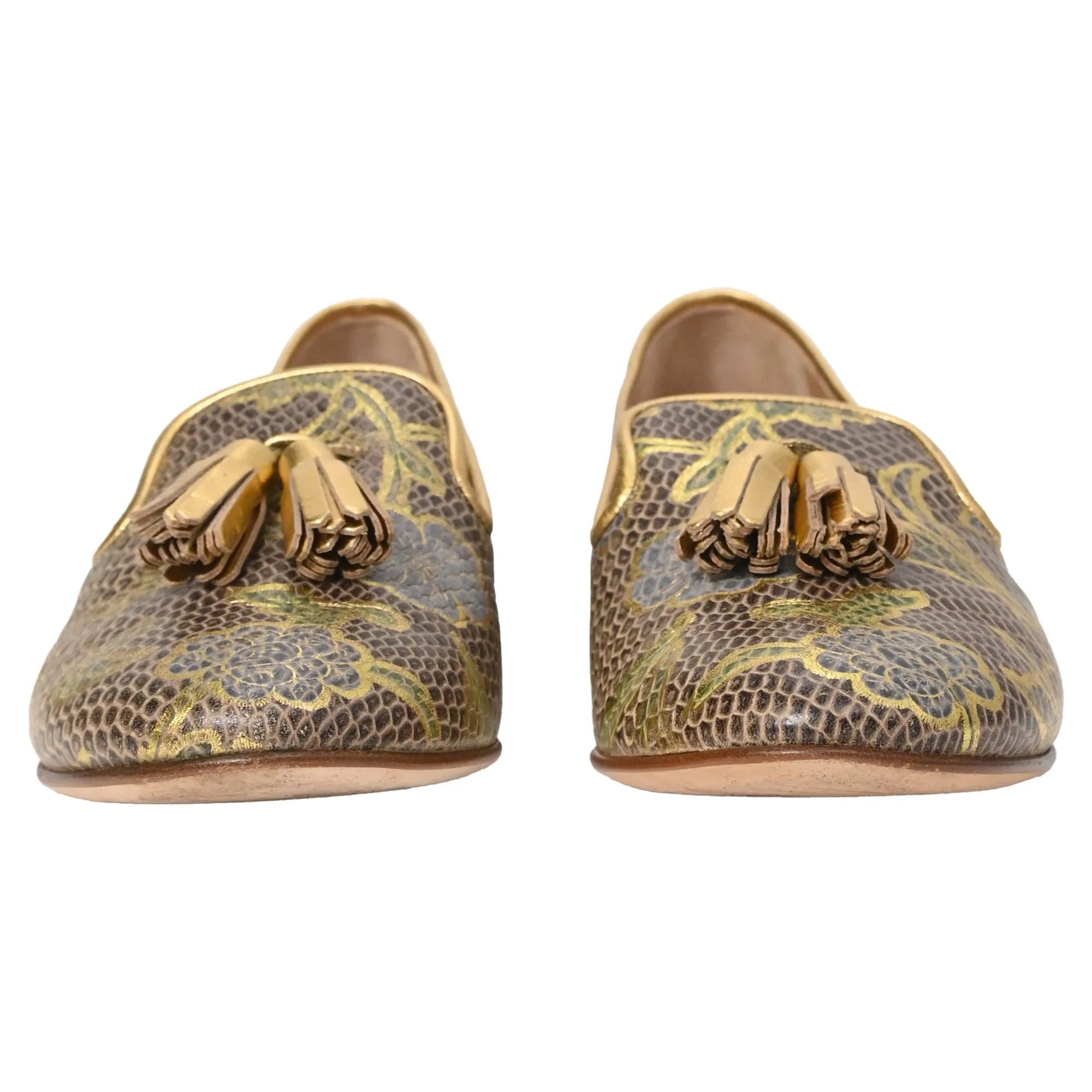 Giuseppe Zanotti Smoking Slippers in Multicolor Printed Leather
