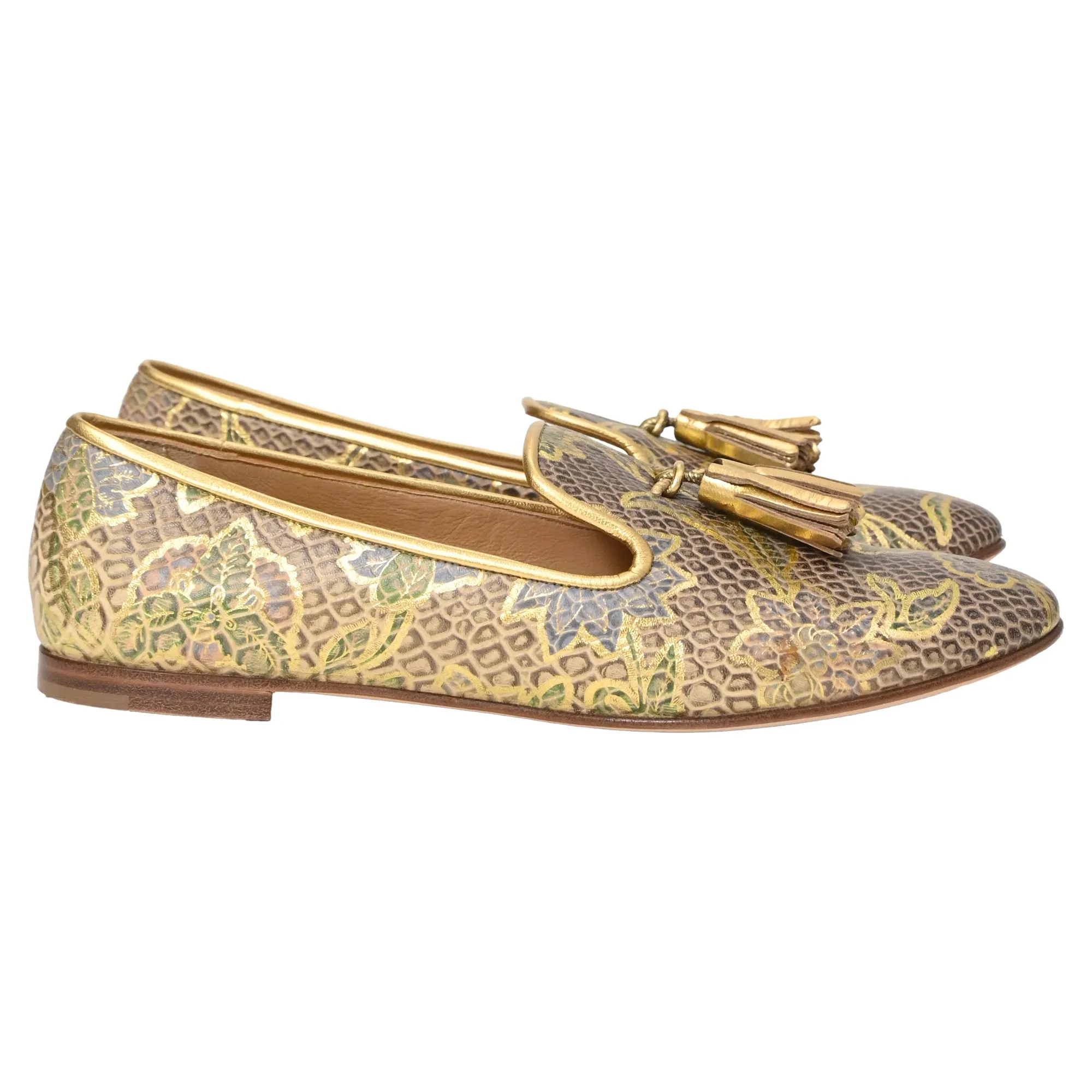 Giuseppe Zanotti Smoking Slippers in Multicolor Printed Leather