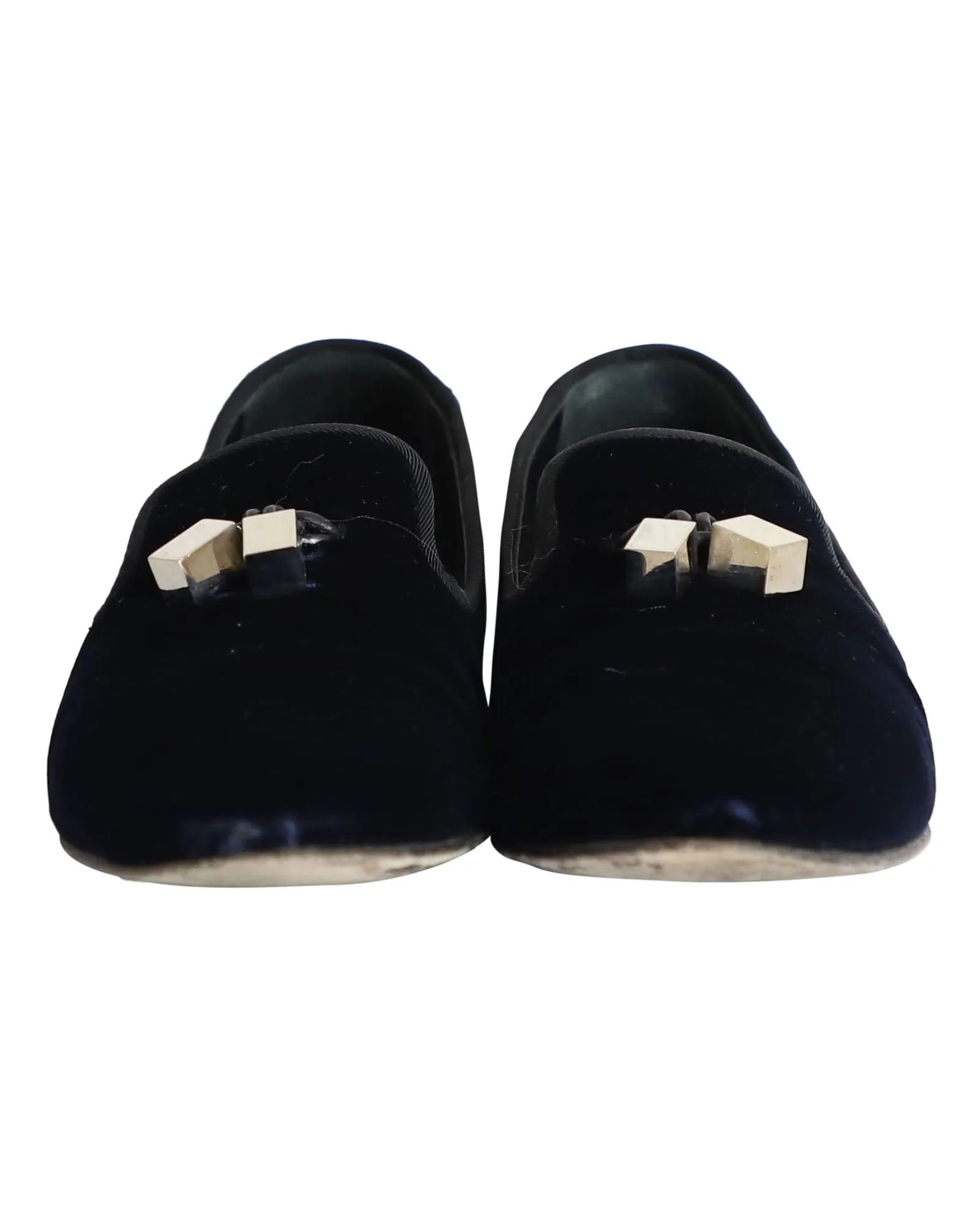 Giuseppe Zanotti Veronica Flat Loafers in Navy Blue Velvet