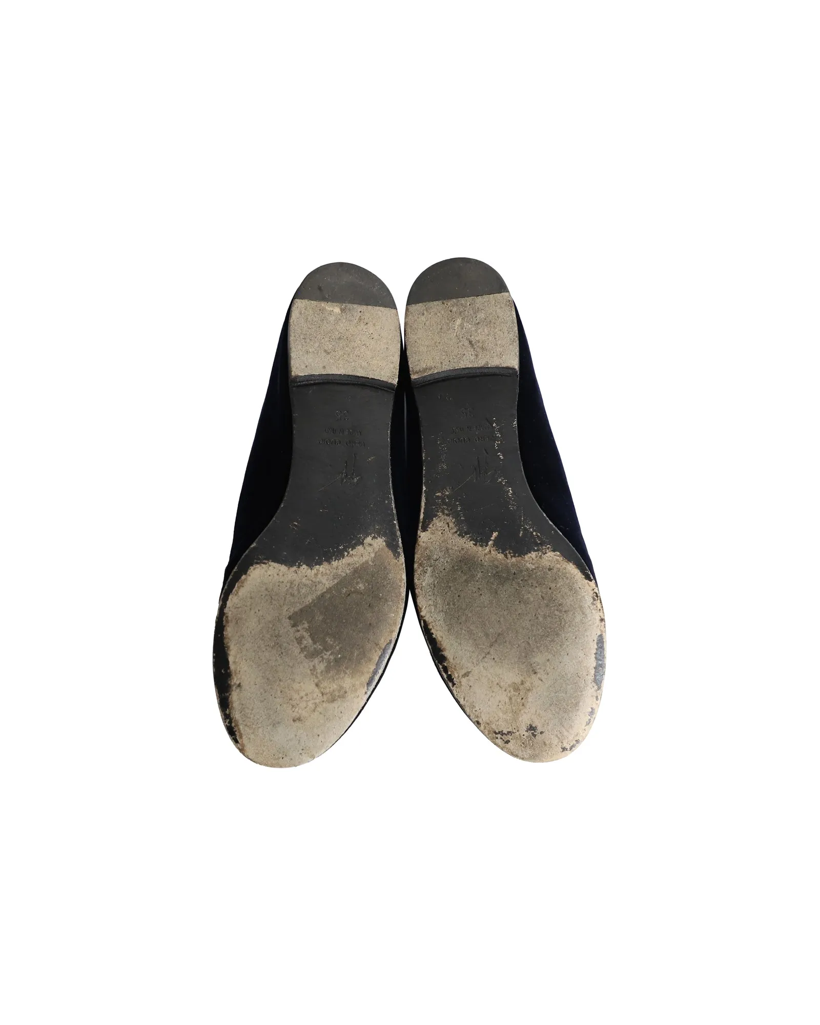 Giuseppe Zanotti Veronica Flat Loafers in Navy Blue Velvet