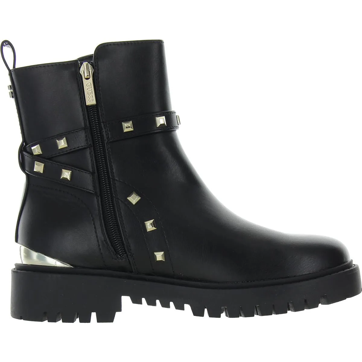 GWOLIY Womens Buckle Manmade Combat & Lace-Up Boots