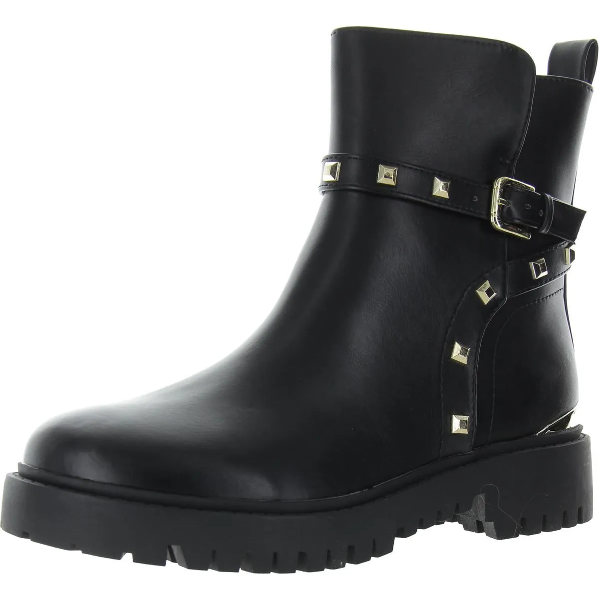 GWOLIY Womens Buckle Manmade Combat & Lace-Up Boots