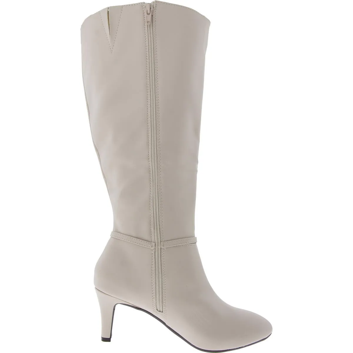 Hanlee Womens Zipper Faux Leather Knee-High Boots