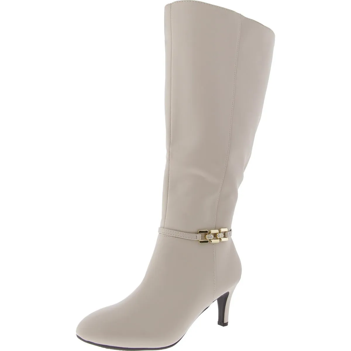 Hanlee Womens Zipper Faux Leather Knee-High Boots