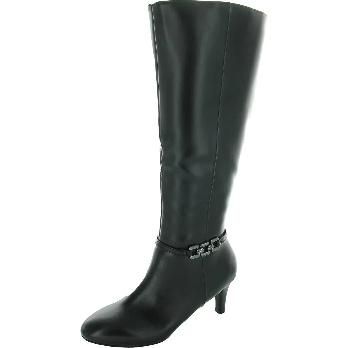 Hanlee Womens Zipper Faux Leather Knee-High Boots