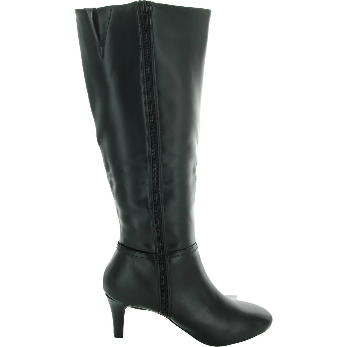 Hanlee Womens Zipper Faux Leather Knee-High Boots