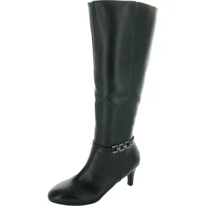 Hanlee Womens Zipper Faux Leather Knee-High Boots