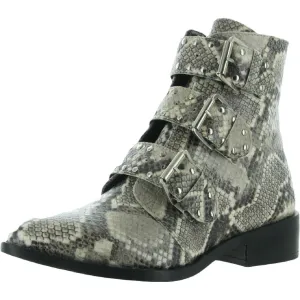 Harmon Womens Embossed Faux Leather Ankle Boots
