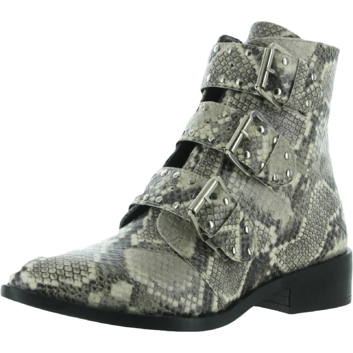 Harmon Womens Embossed Faux Leather Ankle Boots