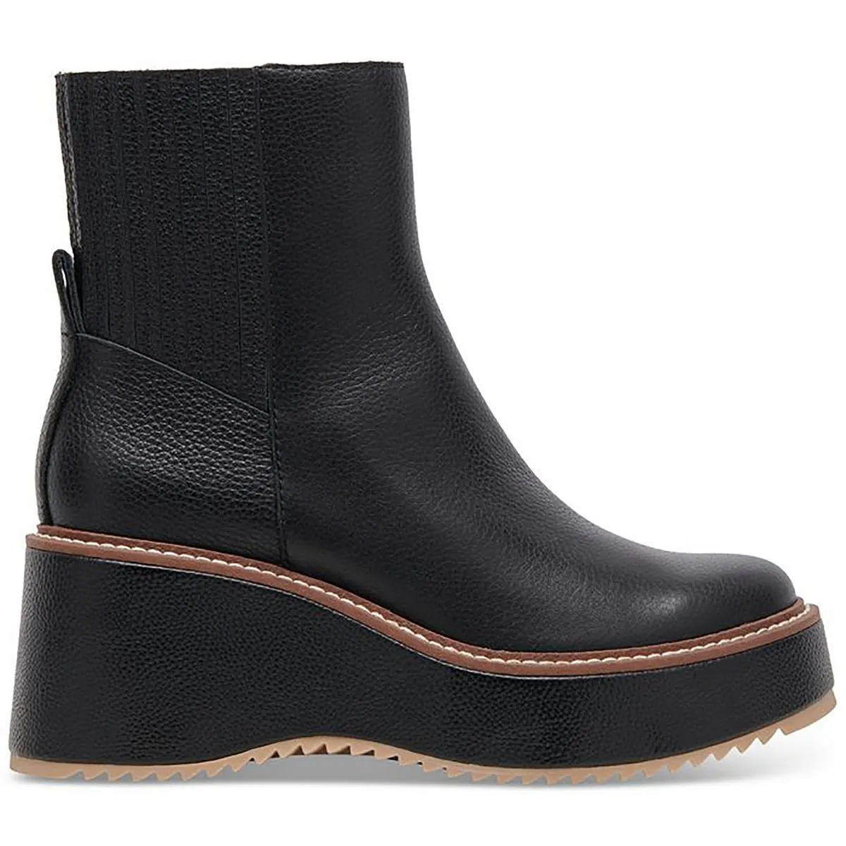 Hilde Womens Leather Wedge Mid-Calf Boots