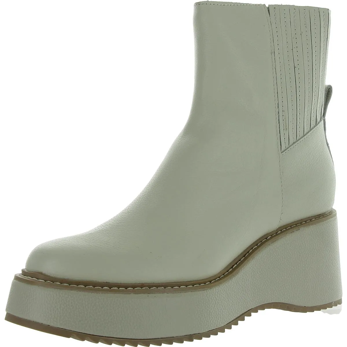 Hilde Womens Leather Wedge Mid-Calf Boots