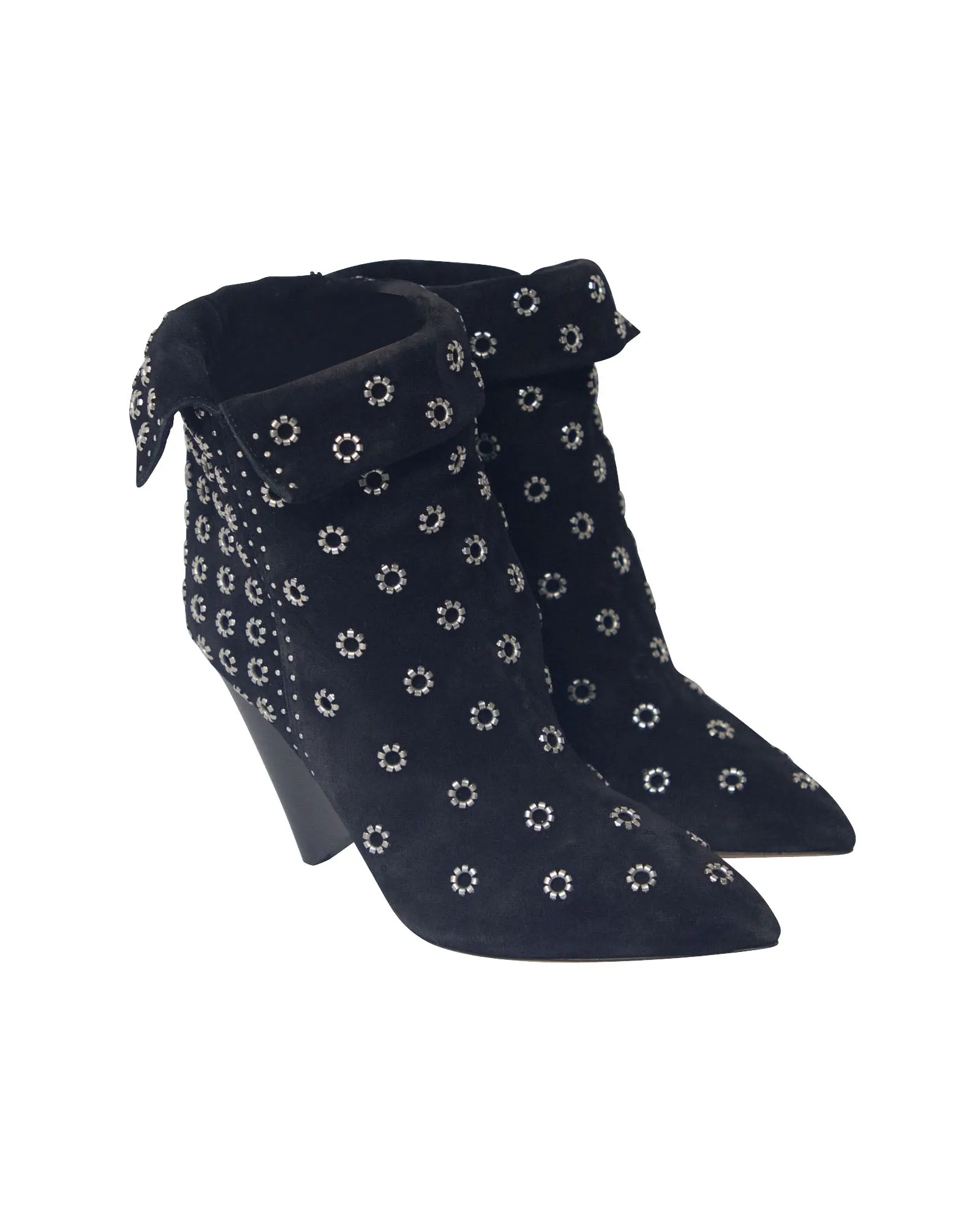 Isabel Marant Lakky 90 Eyelet Boots in Black Suede