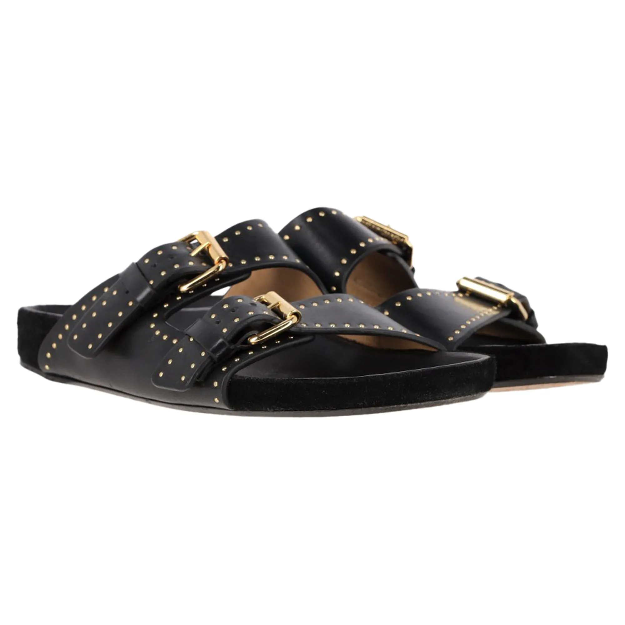 Isabel Marant Lennyo Studded Sandals in Black Leather
