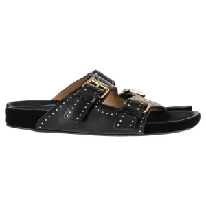 Isabel Marant Lennyo Studded Sandals in Black Leather