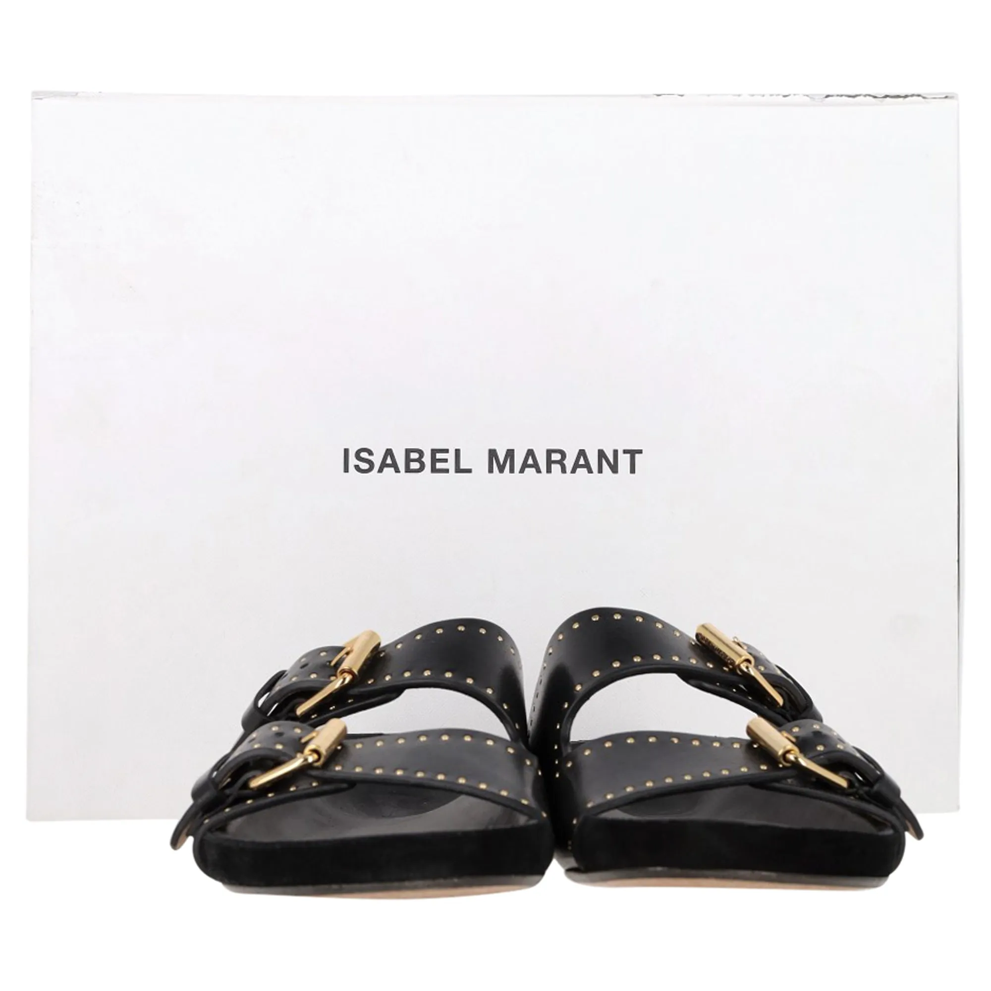 Isabel Marant Lennyo Studded Sandals in Black Leather