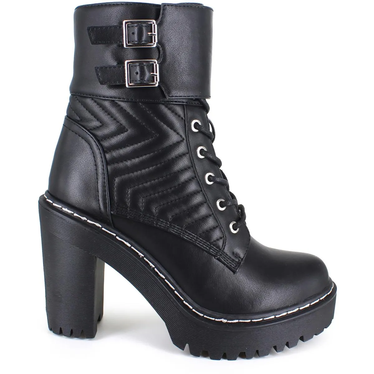 jackie Womens Padded Insole Leather Combat & Lace-Up Boots