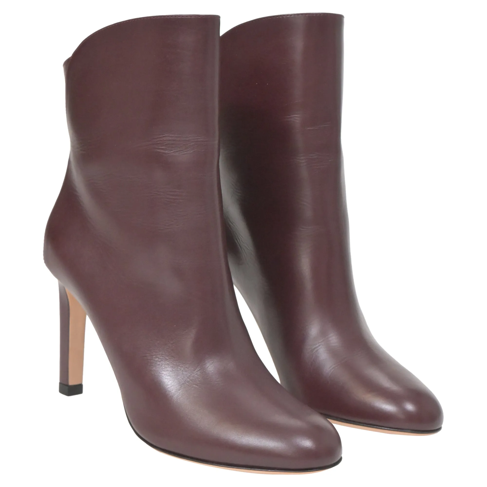 Jimmy Choo Karter 85 Ankle Heeled Boots in Burgundy Calfskin Leather