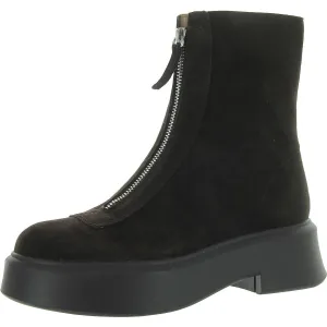 Jones Womens Suede Mid-Calf Combat & Lace-Up Boots