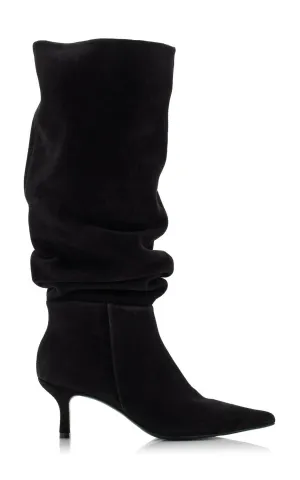 Jordi Suede Slouch Boot In Black