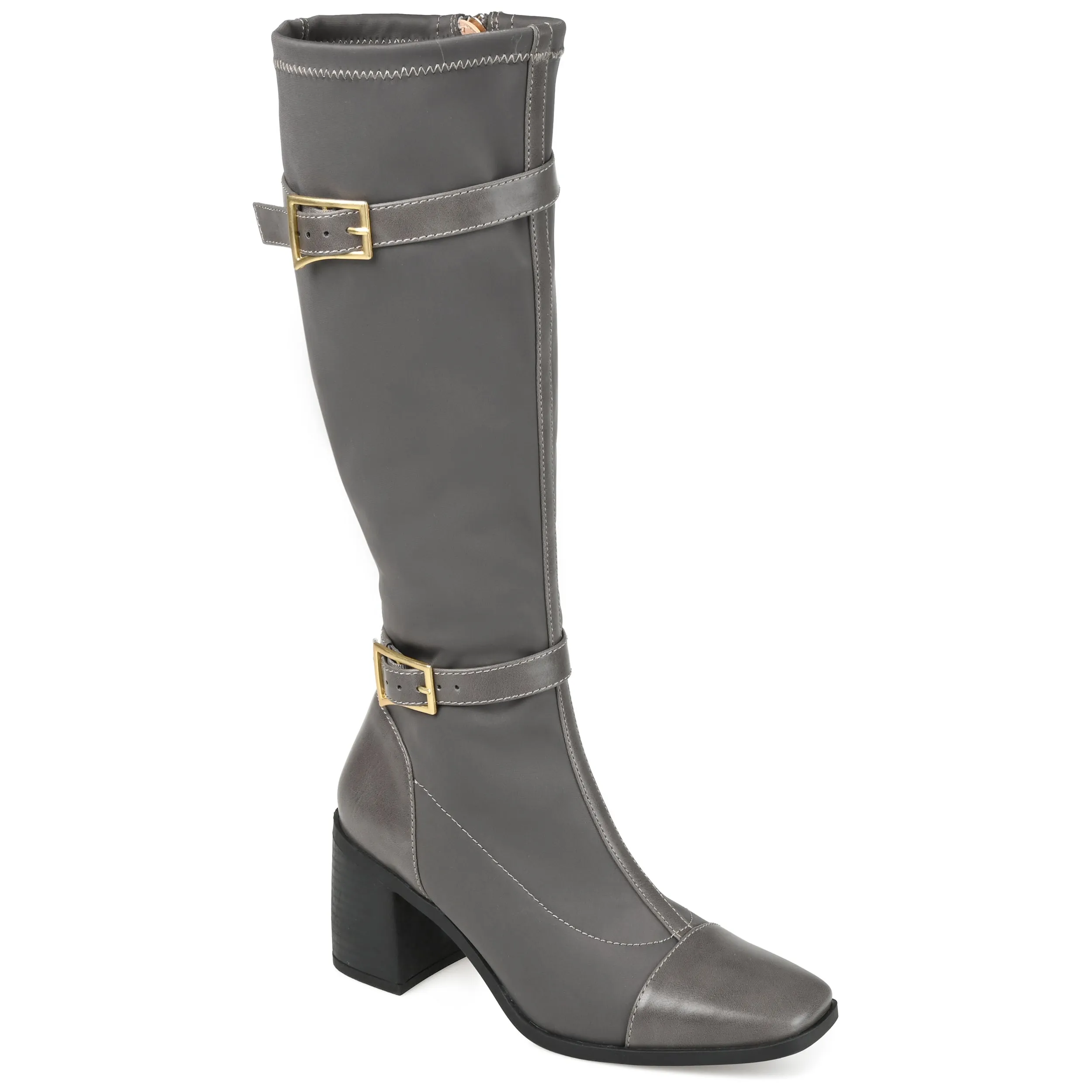 Journee Collection Womens Gaibree Stacked Heel Knee High Boots