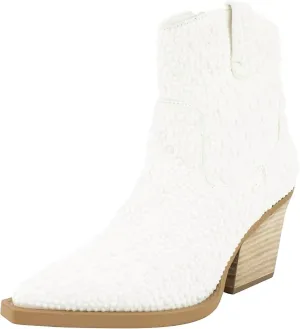 Kady Pearl Rhinestone Booties In White