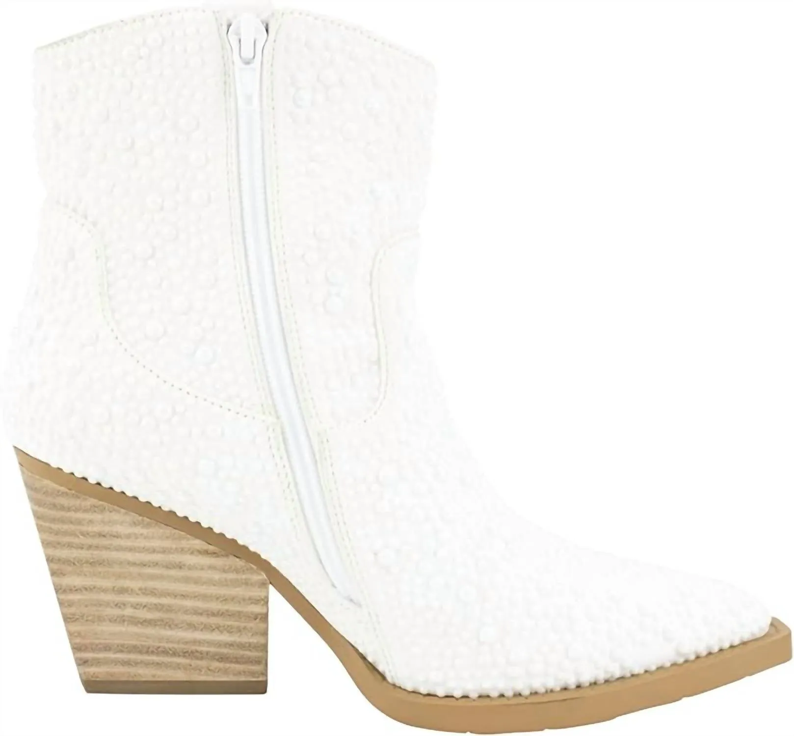 Kady Pearl Rhinestone Booties In White