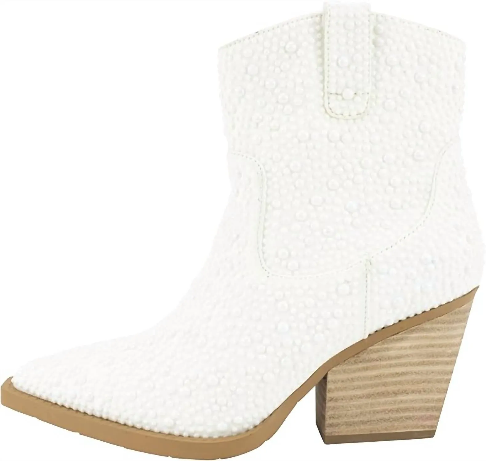 Kady Pearl Rhinestone Booties In White