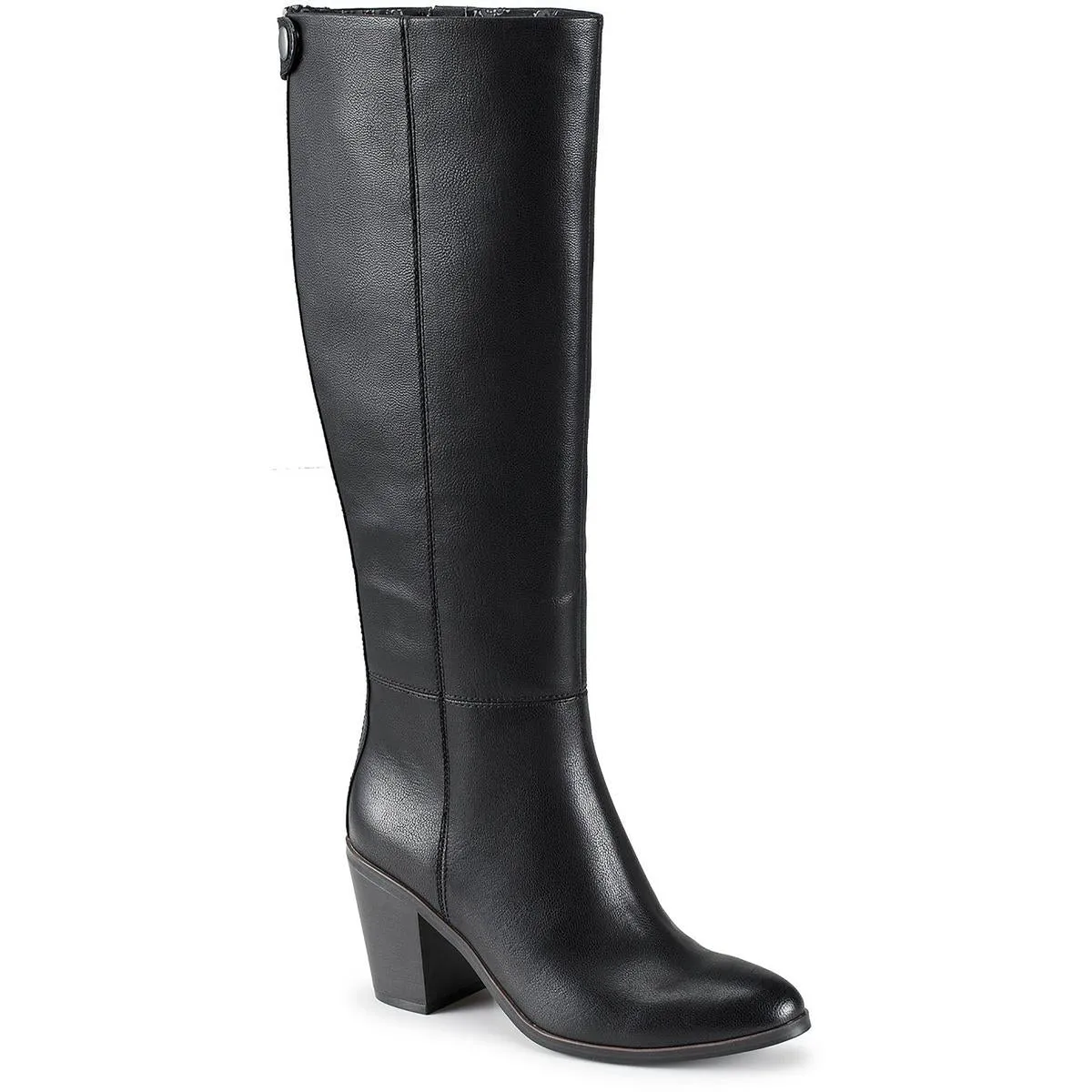Kiara Womens Block Heel Faux Leather Knee-High Boots