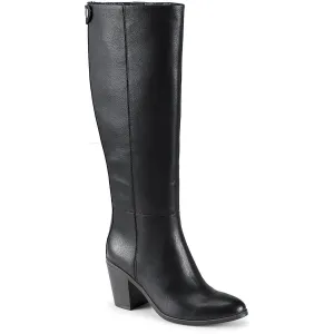Kiara Womens Block Heel Faux Leather Knee-High Boots