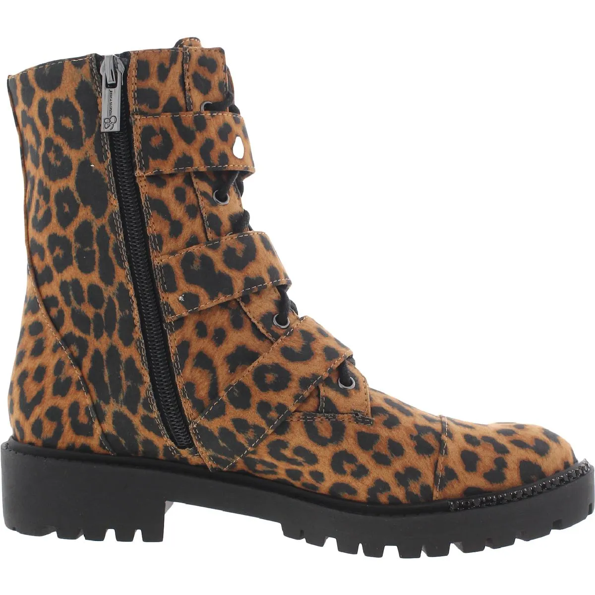 Kirlah  Womens Leather Buckle Combat Boots