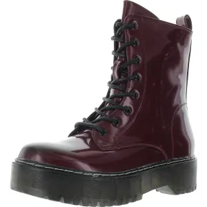 Kiwi Womens Zipper Patent Combat & Lace-Up Boots