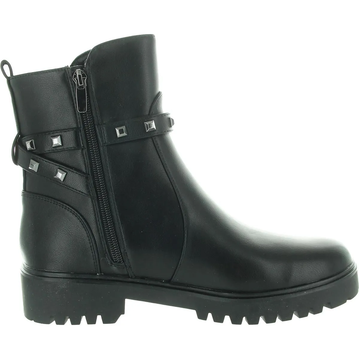 KLIMBE Womens Studded Faux Leather Motorcycle Boots