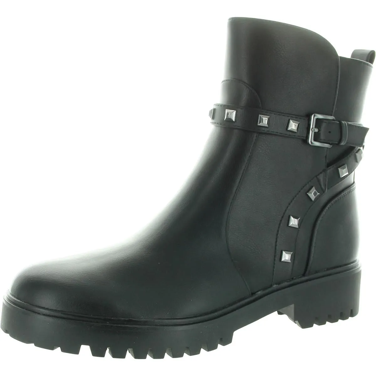 KLIMBE Womens Studded Faux Leather Motorcycle Boots