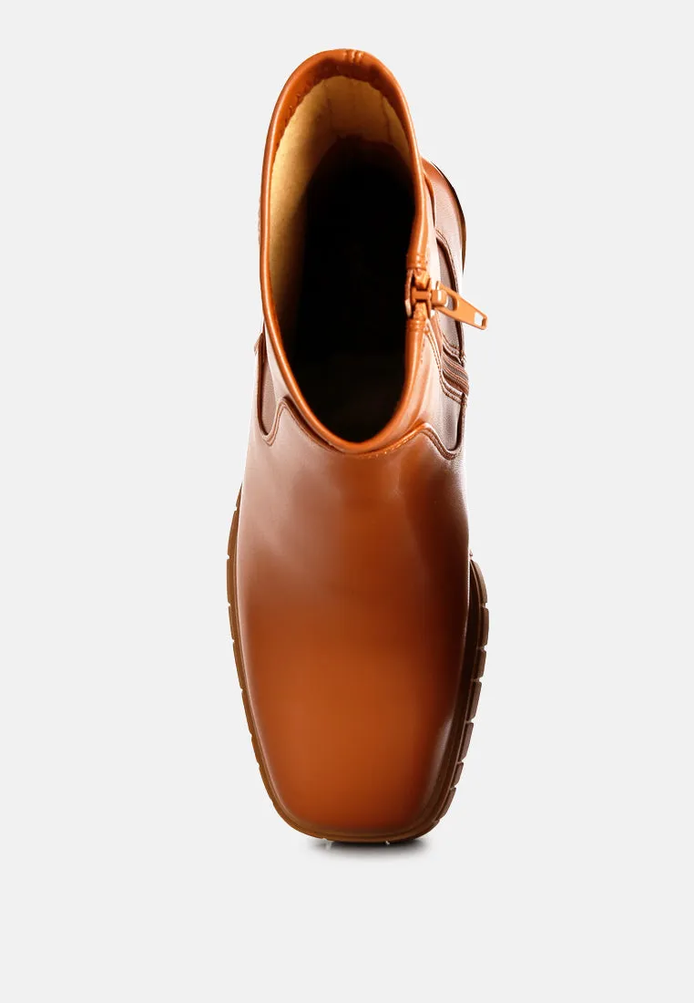 kokum faux leather platform ankle boots