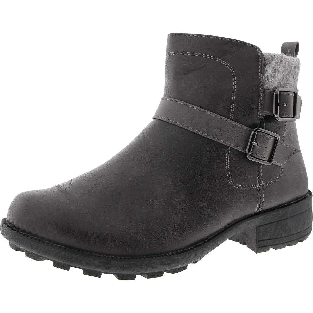 Kourt Womens Faux Fur Faux Leather Booties